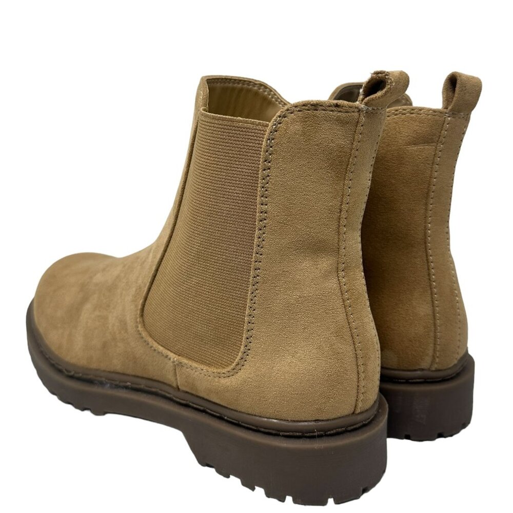 American Eagle Outfitters Womens 9 Tan Faux Suede Chelsea Boot Side Zip Shoes - Picture 6 of 14